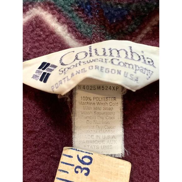 Vtg Columbia Lined Coat Jacket Green & Purple Removable Fleece Liner Medium USA - Picture 11 of 14